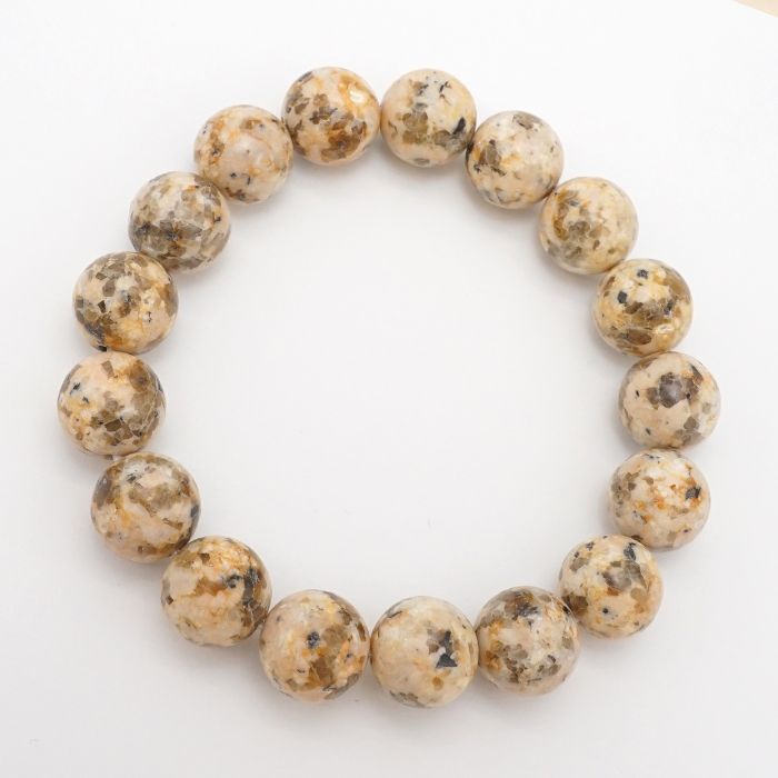Japan Stones : Octopus Stone (InuyamaStone) Yellow 12mm bracelet natural stones Health wealth stones