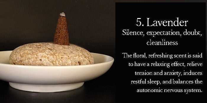 Cone-shaped incense without holes [contains purifying salt] Lavender