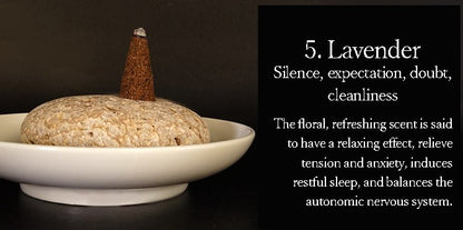 Cone-shaped incense without holes [contains purifying salt] Lavender