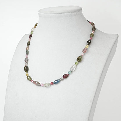 Multi-Color Tourmaline Necklace – Brazil [One of a Kind] Natural Tourmaline, Drop Cut, Magnetic Clasp, October Birthstone, Silver, Gemstone, Crystal Jewelry