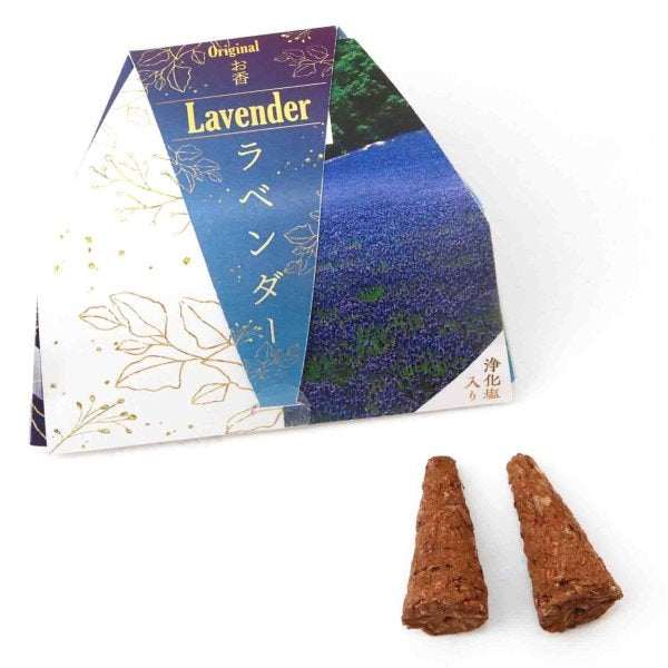 Cone-shaped incense with holes [contains purifying salt] Lavender