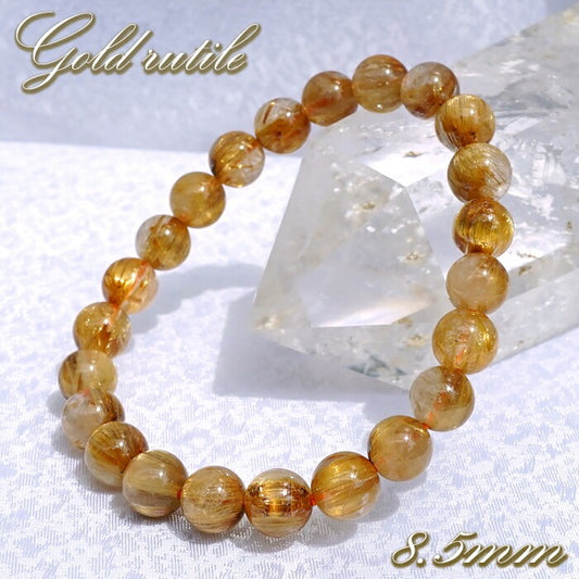Gold Rutilated Quartz 8.5mm bracelet (One-of-a-kind) [01010801007602310028]