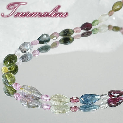 Multi-Color Tourmaline Necklace – Brazil [One of a Kind] Natural Tourmaline, Drop Cut, Magnetic Clasp, October Birthstone, Silver, Gemstone, Crystal Jewelry