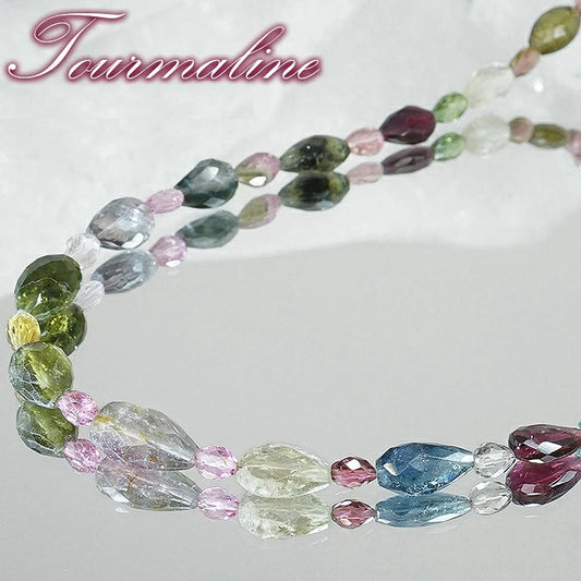 Multi-Color Tourmaline Necklace – Brazil [One of a Kind] Natural Tourmaline, Drop Cut, Magnetic Clasp, October Birthstone, Silver, Gemstone, Crystal Jewelry