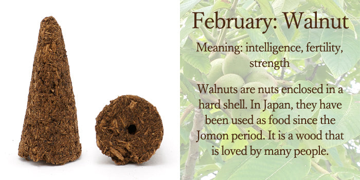 [Birthday Wood] Cone-shaped incense with holes [contains purifying salt] February Walnut
